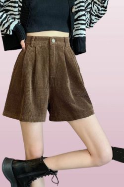 Y2K Women's Velvet Elastic Waist Corduroy Shorts