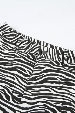 Y2K Zebra Print High Waist Flare Fashion Pants