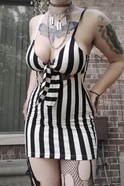 Y2K Zebra Stripe Cutout Mini Dress - Alternative Punk Grunge